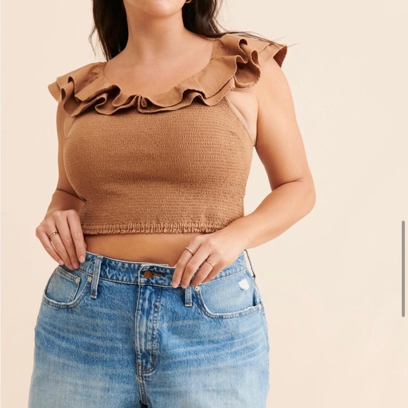 Women's Tan Ruffle Top - Picture 6 of 11